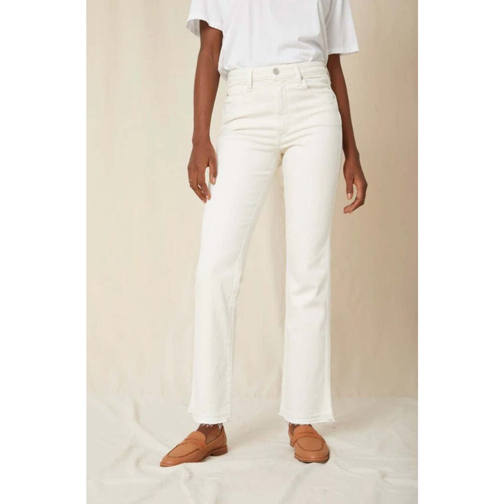 AMO DENIM Bella White Oak Ecru High Rise Bootcut Jeans Anthropologie 26 $325